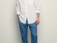 Брюки зауженного кроя с добавлением льна