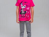 Комплект трикотажный для девочек: фуфайка (футболка), брюки (легинсы)