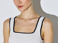 Трикотажный топ с контрастной отделкой, Белый