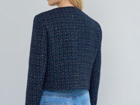 Укороченный жакет из твида, Синий