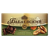 Шоколад Бабаевский тёмный с грецким орехом и кленовым сиропом, 75 гр.
