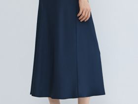 Атласная юбка миди А-силуэта, Синий