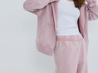 Базовые широкие брюки с эффектом стирки, Розовый