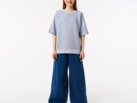 Женский вязаная футболка Lacoste оверсайз с коротким рукавом