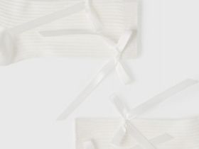 Высокие носки в рубчик с бантами для девочек, Белый