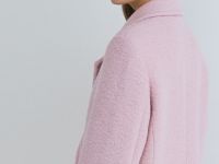 Длинное двубортное пальто из шерсти, Розовый