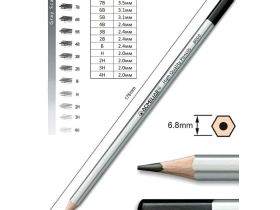 Карандаш чернографитный Acmeliae 3Н, шестигранный, корпус серебряный