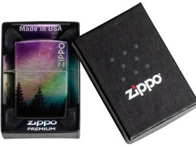Зажигалка ZIPPO Colorful Sky с покрытием 540 Tumbled Chrome, латунь/сталь, разноцветная, 38x13x57 мм