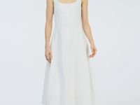 Платье миди с вырезом каре, Белый