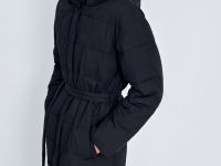 Стеганое утепленное пальто с капюшоном