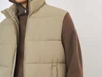 Стёганый утеплённый жилет с воротником-стойкой, Бежевый