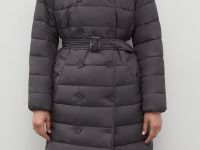 Стеганое утепленное пальто с поясом