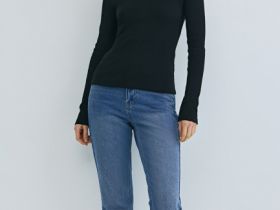 Прямые джинсы с высокой посадкой, Синий