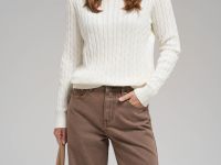 Джемпер прямого кроя из хлопка с косами