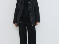 Утеплённая куртка с кулиской, Черный