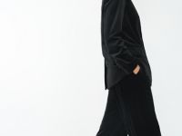 Прямые бархатные брюки, Черный