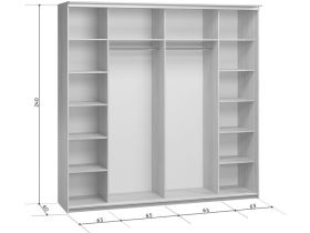 Шкаф-купе Байкал 4-260x240 Дуб Сонома 4 зеркала