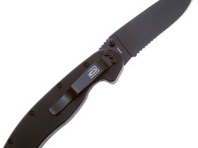 Складной нож полусеррейторный Ontario RAT 1, сталь AUS-8, рукоять термопластик GRN, черный