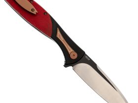 Складной нож Reptilian Корюшка-02, сталь VG-10, рукоять черный G10/красная микарта