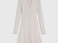 Вязаное платье мини, Бежевый