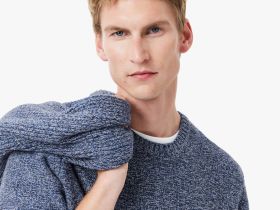 Мужской меланжевый свитер Lacoste с круглым воротом