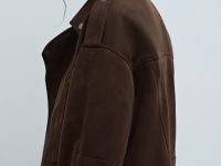 Короткая куртка-косуха из искусственной замши, Коричневый