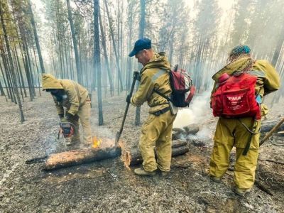 В районе тушат пожар