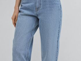 Джинсы Мом из плотного денима, Голубой