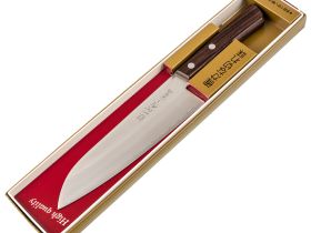 Поварской кухонный шеф нож Сантоку Kanetsugu Special Offer 17 см, сталь Aus 8 / Laminated Sus 410 Stainless Steel, рукоять розовое дерево