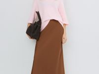 Сатиновая юбка А-силуэта, Оранжевый