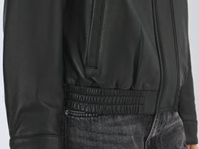 Бомбер из натуральной кожи, Черный