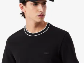 Мужская футболка Lacoste Paris с воротником в полоску из эластичного хлопка