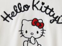 Молочное худи из велюра с ушками и вышивкой Hello Kitty для девочки Глория Джинс