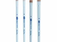 Кисть из колонка и белой синтетики №10 круглая "Белые ночи" ручка короткая голубая матовая со скосом