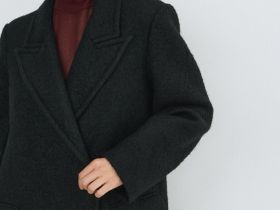 Длинное двубортное пальто, Черный