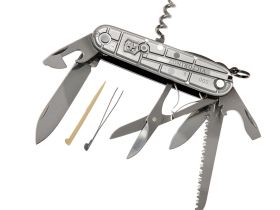Нож перочинный Victorinox Huntsman, сталь X55CrMo14, рукоять Cellidor®, серый, 15 функций, 91мм