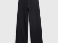 Укороченные широкие джинсы, Черный