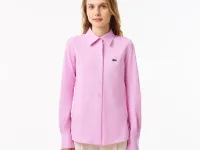 Женская хлопковая рубашка Lacoste с нашивкой-логотипом