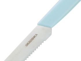 Нож кухонный для стейка Okroshka Salad 12 см, сталь 5cr15mov, рукоять пластик, голубой
