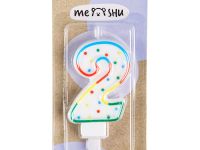 Свеча для торта с держателем MESHU "Цифра 2", 8,5 см, блистер