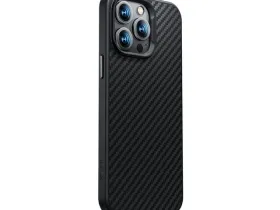 Чехол-накладка Benks Magnetic Kevlar Case для Apple iPhone 14 Pro карбоновый (кевлар) черно-серый в полоску