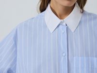 Хлопковая рубашка с контрастными деталями, Голубой