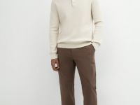 Джемпер текстурной вязки с воротником-поло, Белый