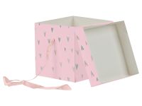 Коробка складная подарочная MESHU "Hearts", 15*15*15 см, с лентой, отд.фольгой