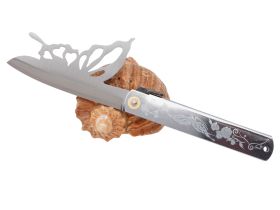 Складной нож Nagao Higonokami Papilio - Butterfly, 100мм, сталь Aogami Silver, рукоять металл