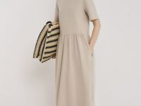 Платье макси из хлопкового джерси, Бежевый