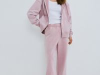 Толстовка на молнии с эффектом стирки, Розовый