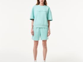 Женская толстовка Lacoste свободного кроя с коротким рукавом