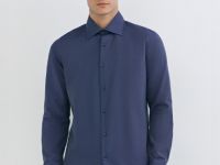 Рубашка из структурной ткани, Синий