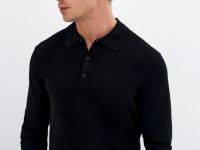 Вязаный джемпер-поло, Черный
